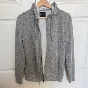 Figs Men's Heather Gray Zip-Up Hoodie Sweater